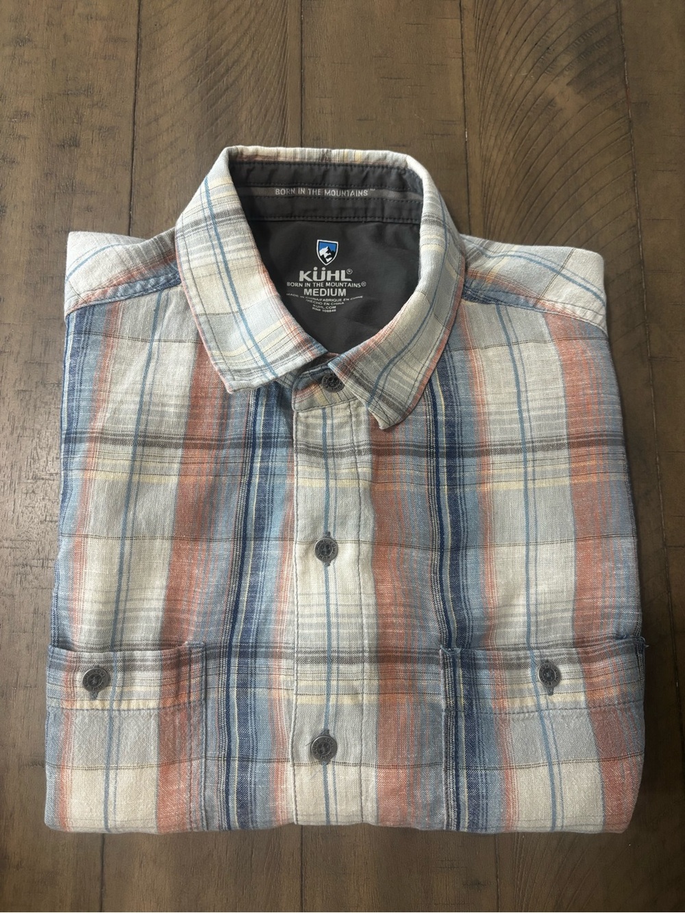 Kuhl Men's Plaid Button-Down Shirt - Blue, Brown & Cream